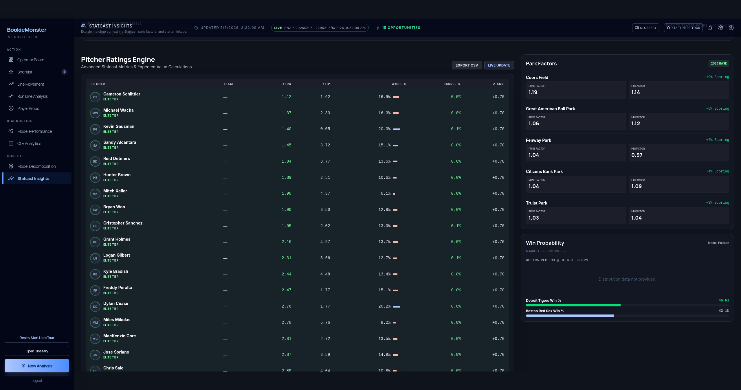 BookieMonster platform screenshot