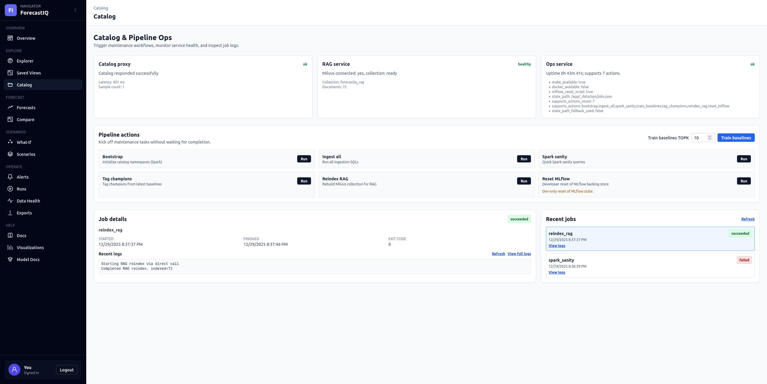 ForecastIQ platform screenshot